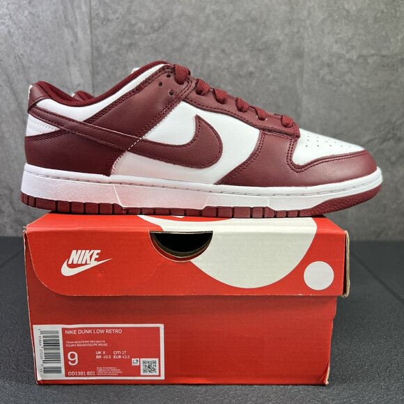 Nike Dunk Low TEAM RED Size 9 Mens Red White Sneakers - Picture 1 of 10